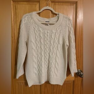 J.Crew Cable Knit Sweater Women’s Large – Alpaca/Merino Blend – Ivory Cream